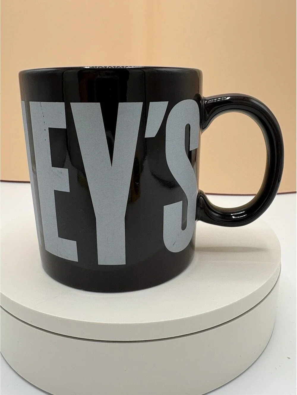 Gallerie Hershey's Black Ceramic Coffee Mug Gray Lettering 14 oz MW/DS Safe